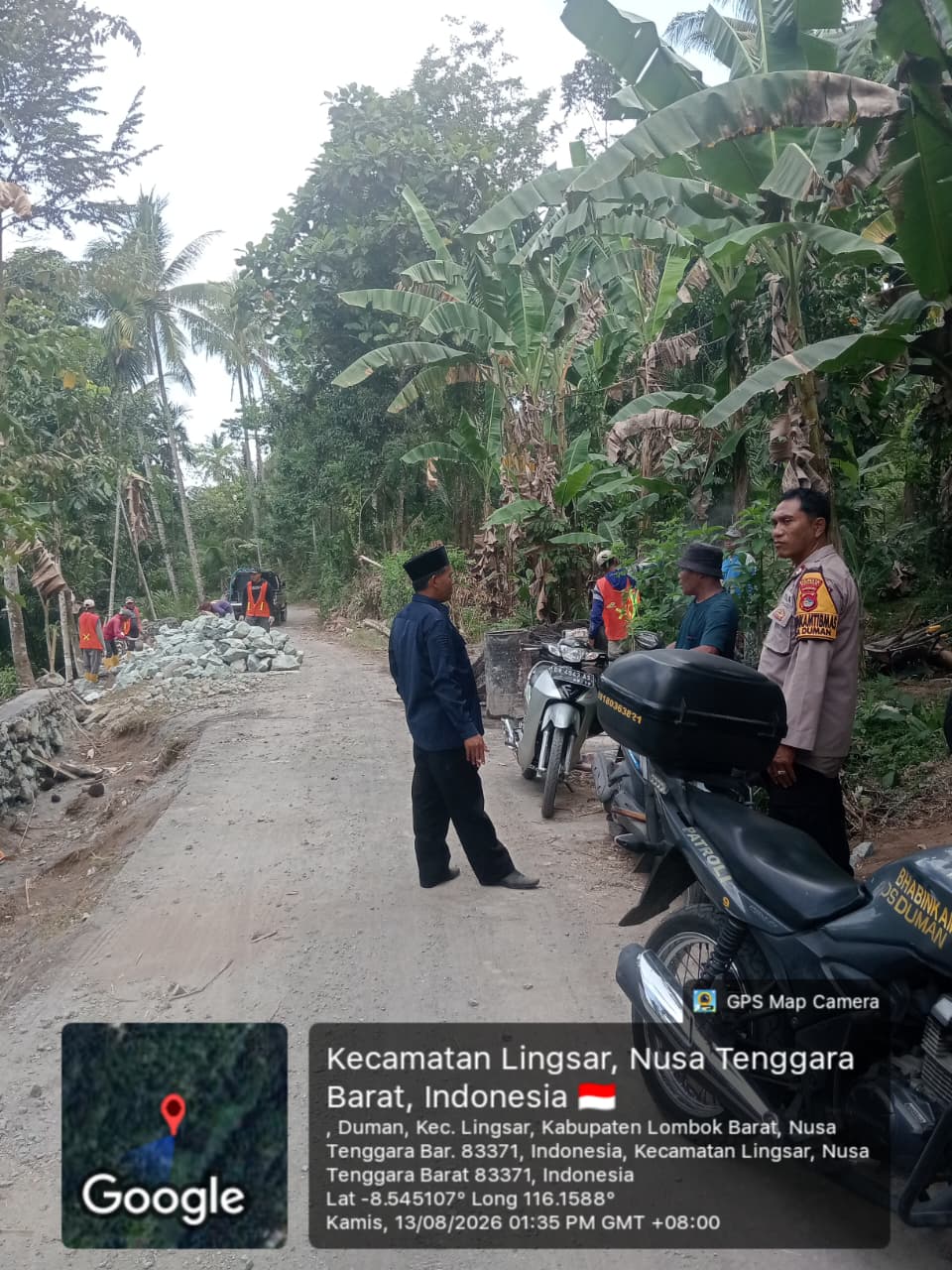 AKSES VITAL WARGA SEGERA MULUS, PEMDES DUMAN DAN BHABINKAMTIBMAS CEK KETAT PROYEK PENGASPALAN ANTAR DUSUN